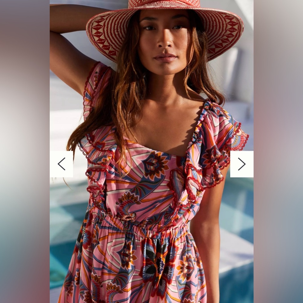 Farm Rio Arara Ruffle Shoulder Midi Dress - Picture 3 of 10